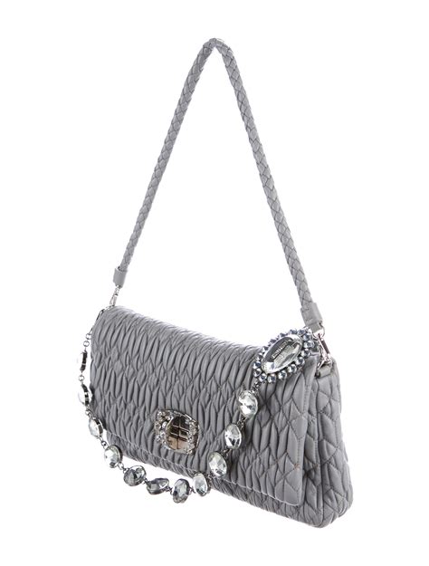 miu miu crystal embellished matelassé leather bag|Miu Miu Crystal.